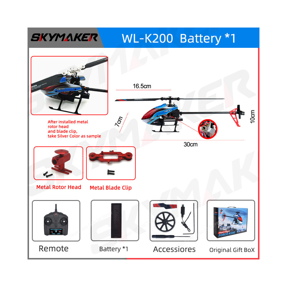 Maxpower (K200-1B-Mrh-Mbc) Wltoys Rc Helicopters K200 K127 2.4Ghz 4Ch 6-Aixs Gyroscope Fixed Height Single Blade Propellor Gyro