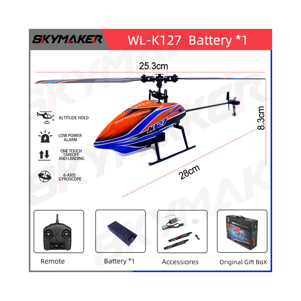 Maxpower (Wl-K127-1B) Wltoys Rc Helicopters K200 K127 2.4Ghz 4Ch 6-Aixs Gyroscope Fixed Height Single Blade Propellor Gyro