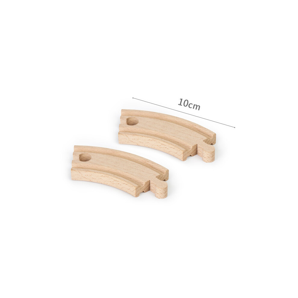Maxpower (2Pcs Curved Track) Wooden Track Accessories Beech Wood Railway Train Track Bridge Connector Toys Fit Thomas Wooden Train