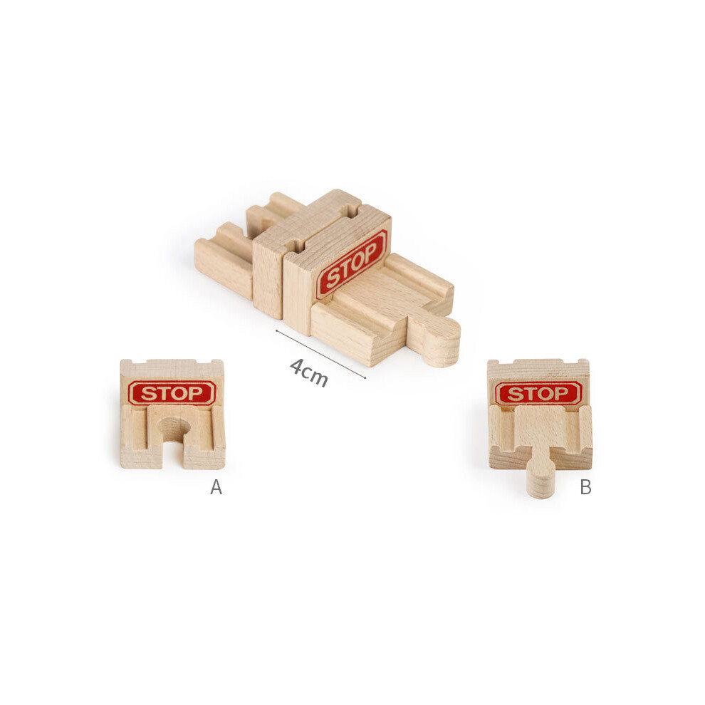 Maxpower (2Pcs Stop Track) Wooden Track Accessories Beech Wood Railway Train Track Bridge Connector Toys Fit Thomas Wooden Train