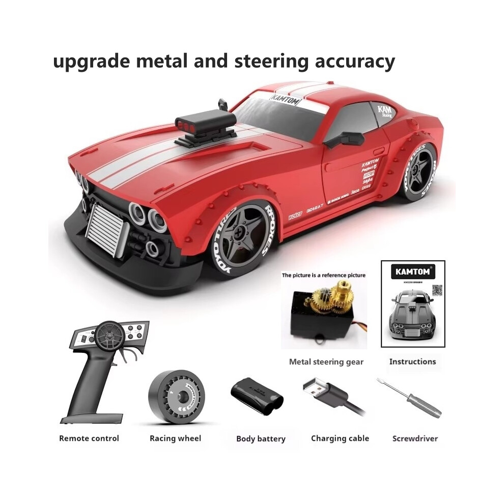 Maxpower (Red) New Kamtom 1/32 Full Scale Rc Drifting Car With Gyroscope 4Wd Rtr Car Model High Speed Indoor Racing Red