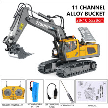 (11CH Black excavator) RC Excavator Dumper Car 2.4G Remote Control Engineering Vehicle Crawler Truck Bulldozer Toys for Boys