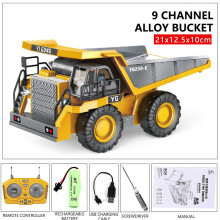 (9CH Dump truck) RC Excavator Dumper Car 2.4G Remote Control Engineering Vehicle Crawler Truck Bulldozer Toys for Boys