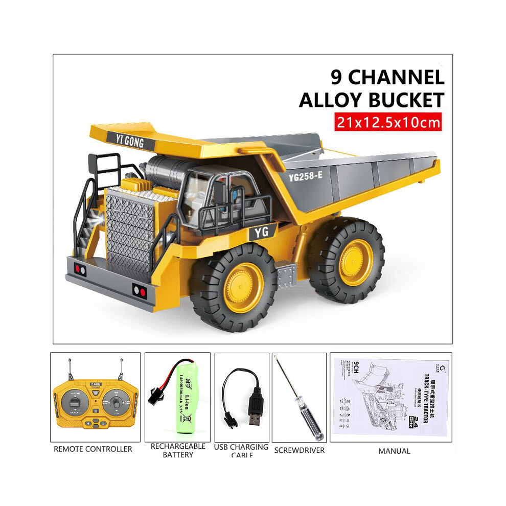 Maxpower (9Ch Dump Truck) Rc Excavator Dumper Car 2.4G Remote Control Engineering Vehicle Crawler Truck Bulldozer Toys For Boys