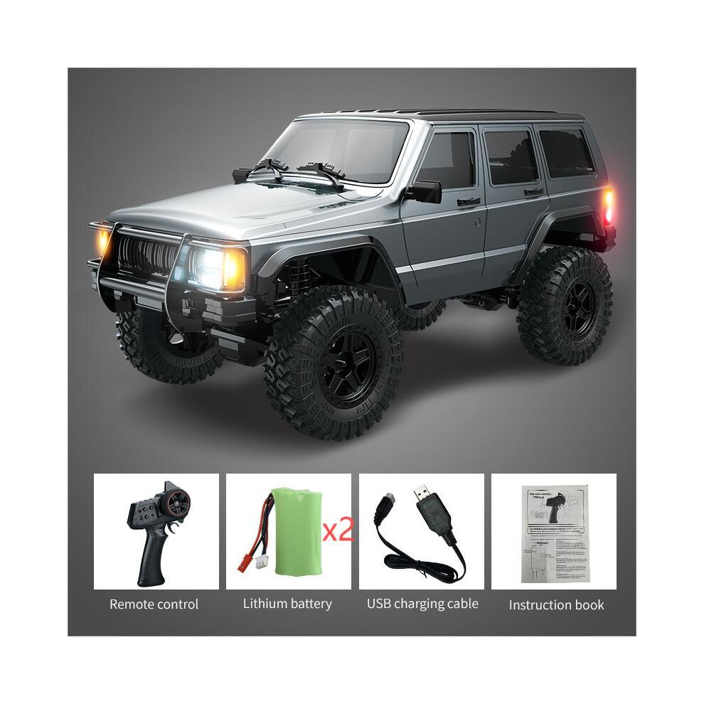 Maxpower (-2Battery) C8809 1:18 Full Scale Rc Simulation Jeep Model 2.4G 4Wd Rc Car Motor Climbing Off-Road Model Car Toys Grey