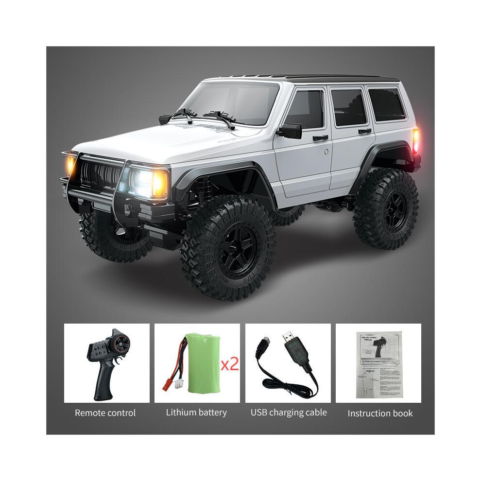 Maxpower (-2Battery) C8809 1:18 Full Scale Rc Simulation Jeep Model 2.4G 4Wd Rc Car Motor Climbing Off-Road Model Car Toys White