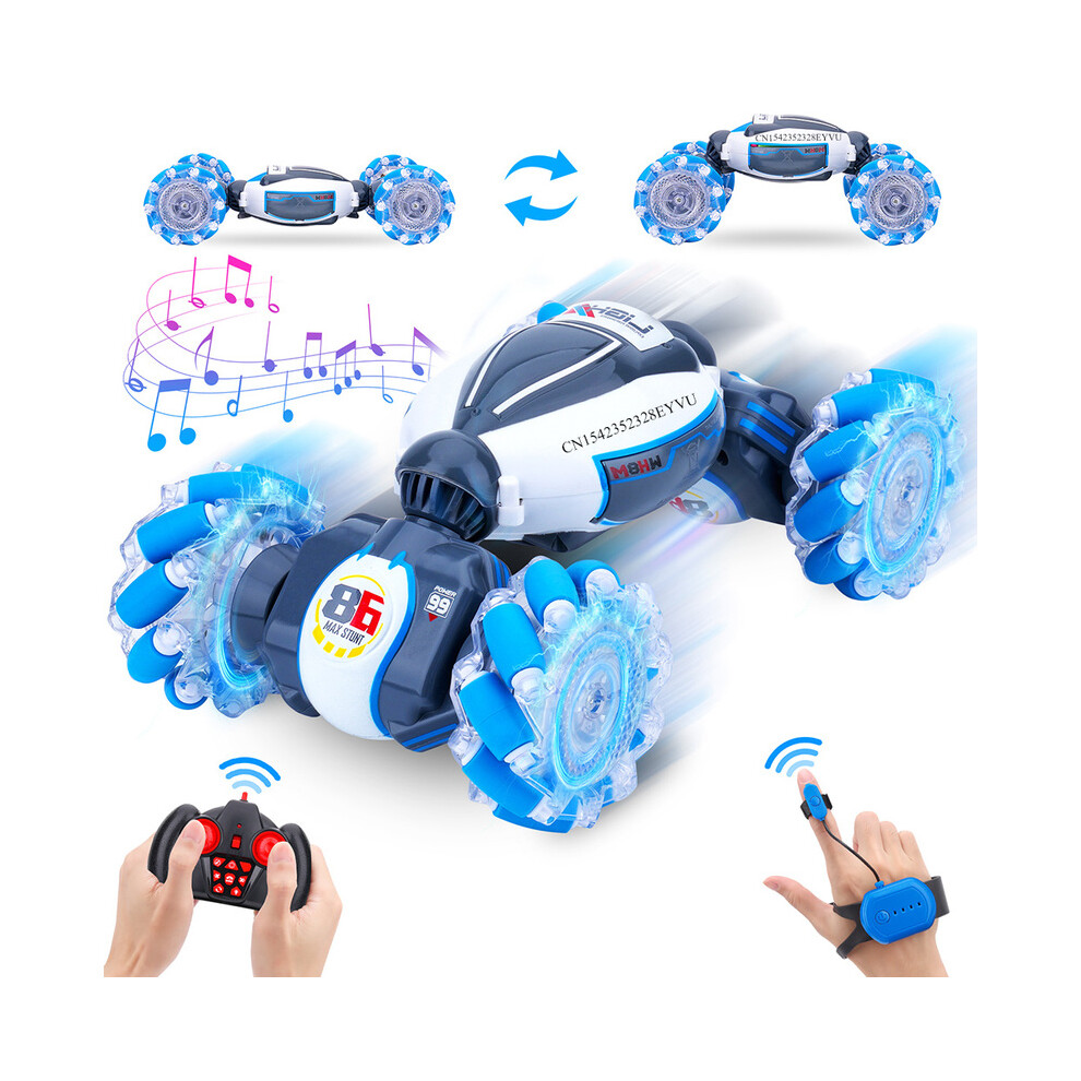 Maxpower ( Car) 1:18 Drift Remote Control Car For Kids Toy Car Radio Watch Gesture Sensor Rc Stunt Car Off Road With White/Blue