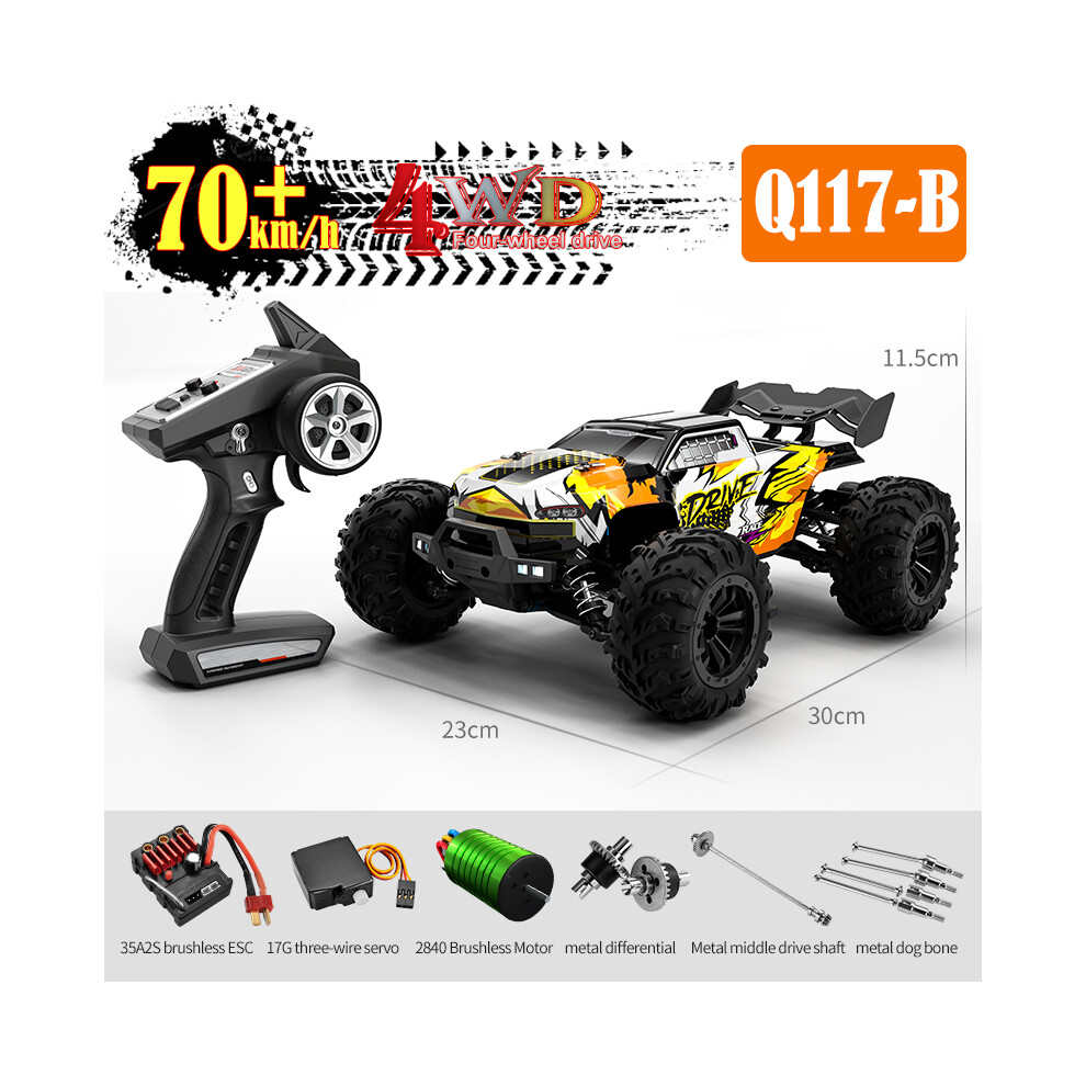 Maxpower (Q117-B-) 1:16 4Wd Rc Car 70Km/H With Led Lights 2.4G Inductor Remote Control Off-Road Cars High Speed Brushless Orange