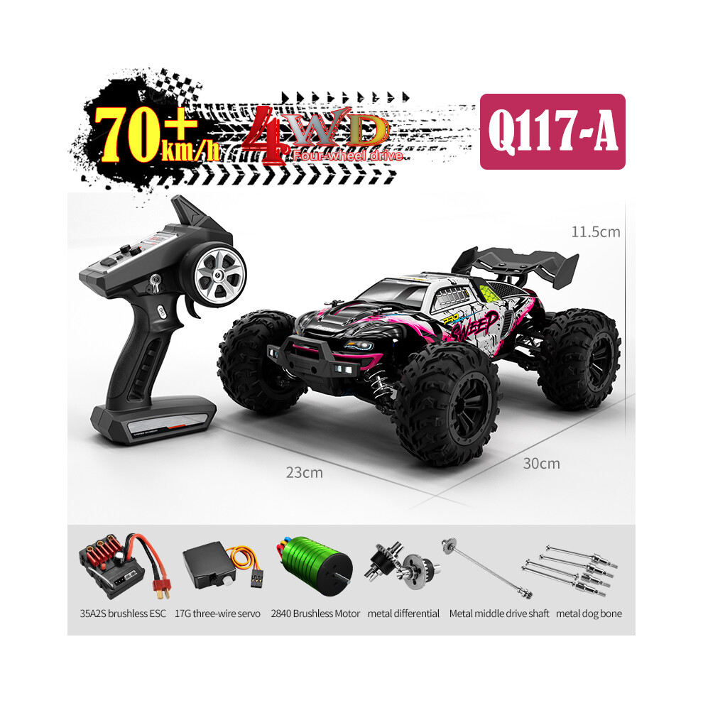 Maxpower (Q117-A-) 1:16 4Wd Rc Car 70Km/H With Led Lights 2.4G Inductor Remote Control Off-Road Cars High Speed Brushless Red