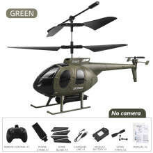 (green no camera) RC Helicopter Military 4CH LED Lights 4K Camera Altitude Hold Remote Control Helicopter For Adults Birthday