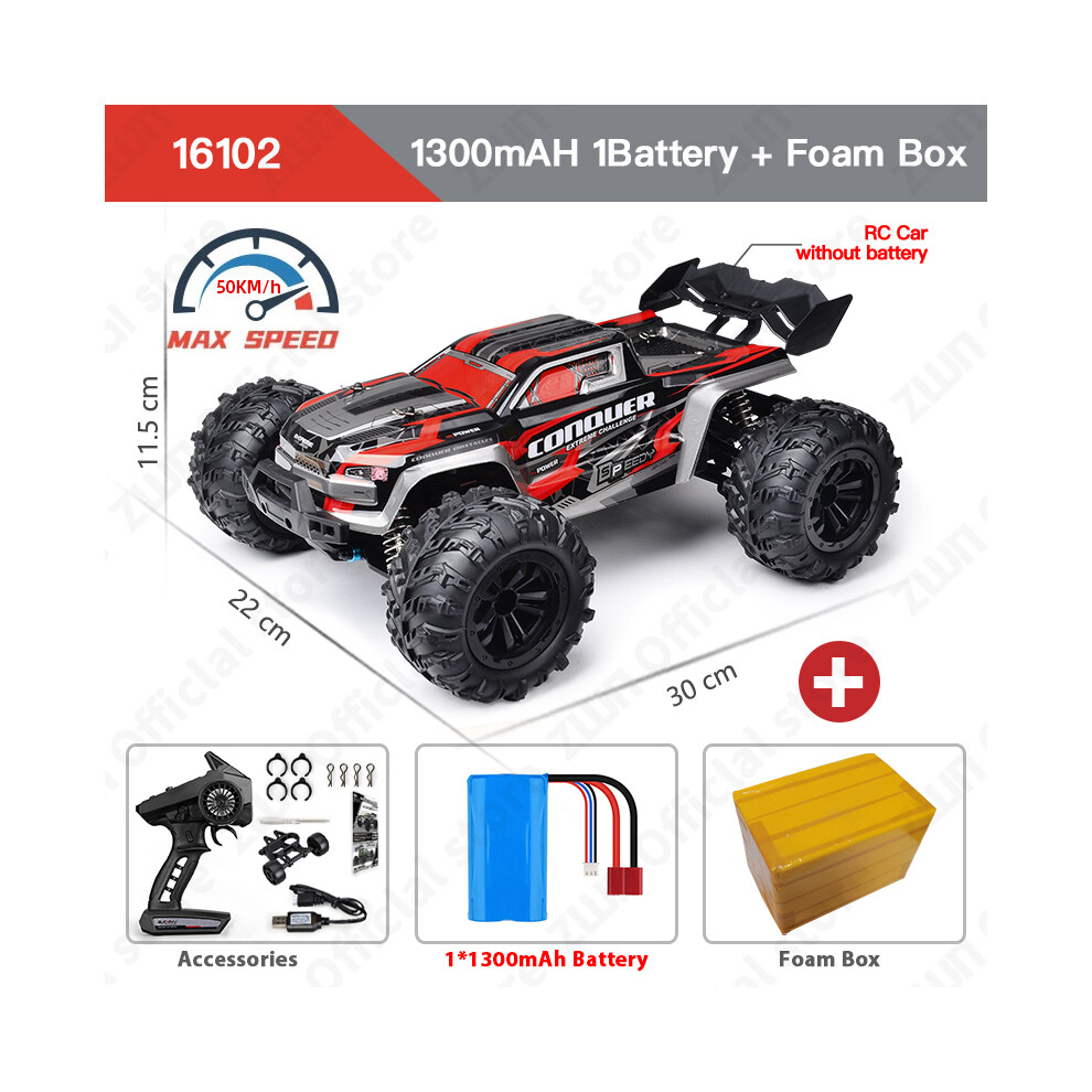 Maxpower (16102 Red 1B Fb) Zwn 1:16 4Wd Rc Car With Led Remote Control Cars High Speed Drift Monster Truck For Kids Vs Wltoys 144001