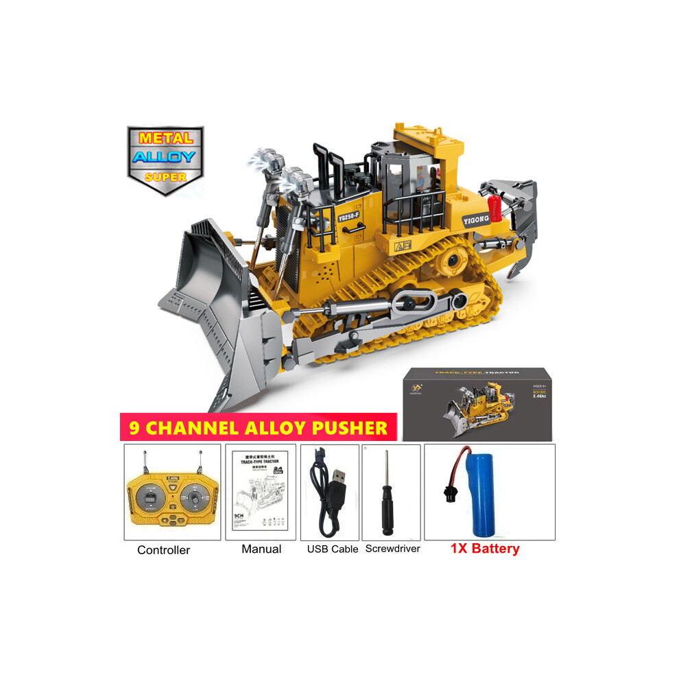Maxpower (Bulldozer 1Battery) 4Wd Remote Control Excavator 4X4 Alloy Dump Truck Bulldozer Radio Model Rc Car Construction Vehicle