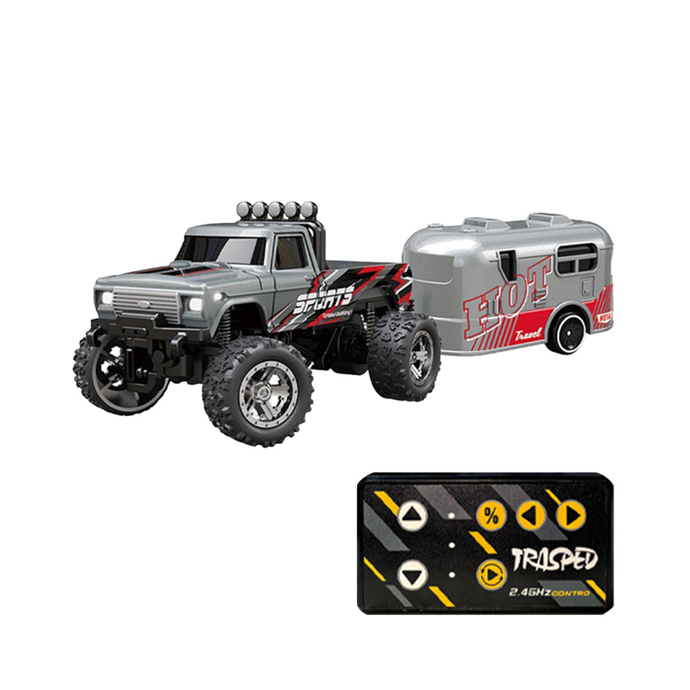 Maxpower (Grey) Mini Rc Monster Truck 1:64 Scale All Terrain Off-Road Truck Toy 2.4Ghz Remote Control Adjustable Speed/Steering