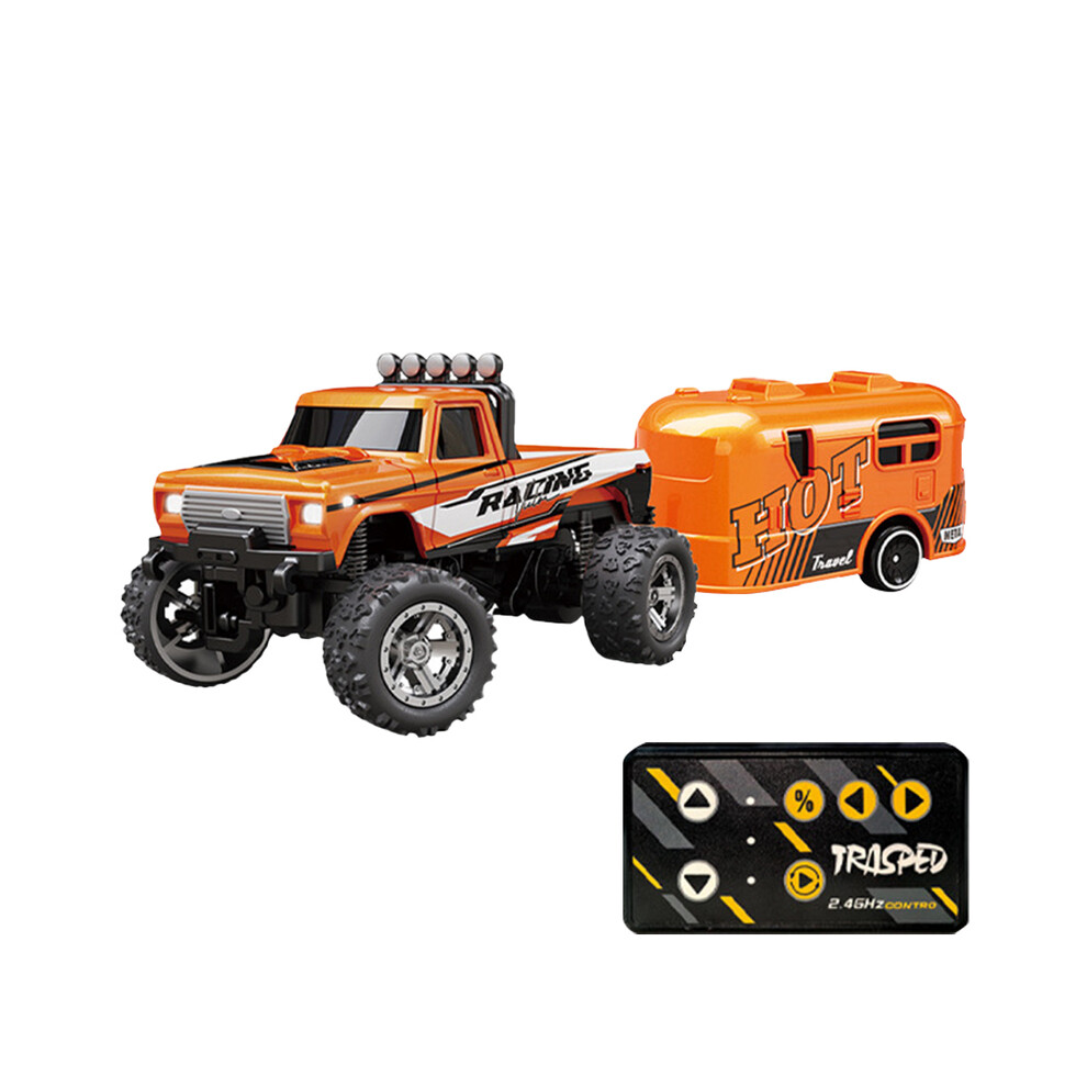Maxpower (Orange) Mini Rc Monster Truck 1:64 Scale All Terrain Off-Road Truck Toy 2.4Ghz Remote Control Adjustable Speed/Steering