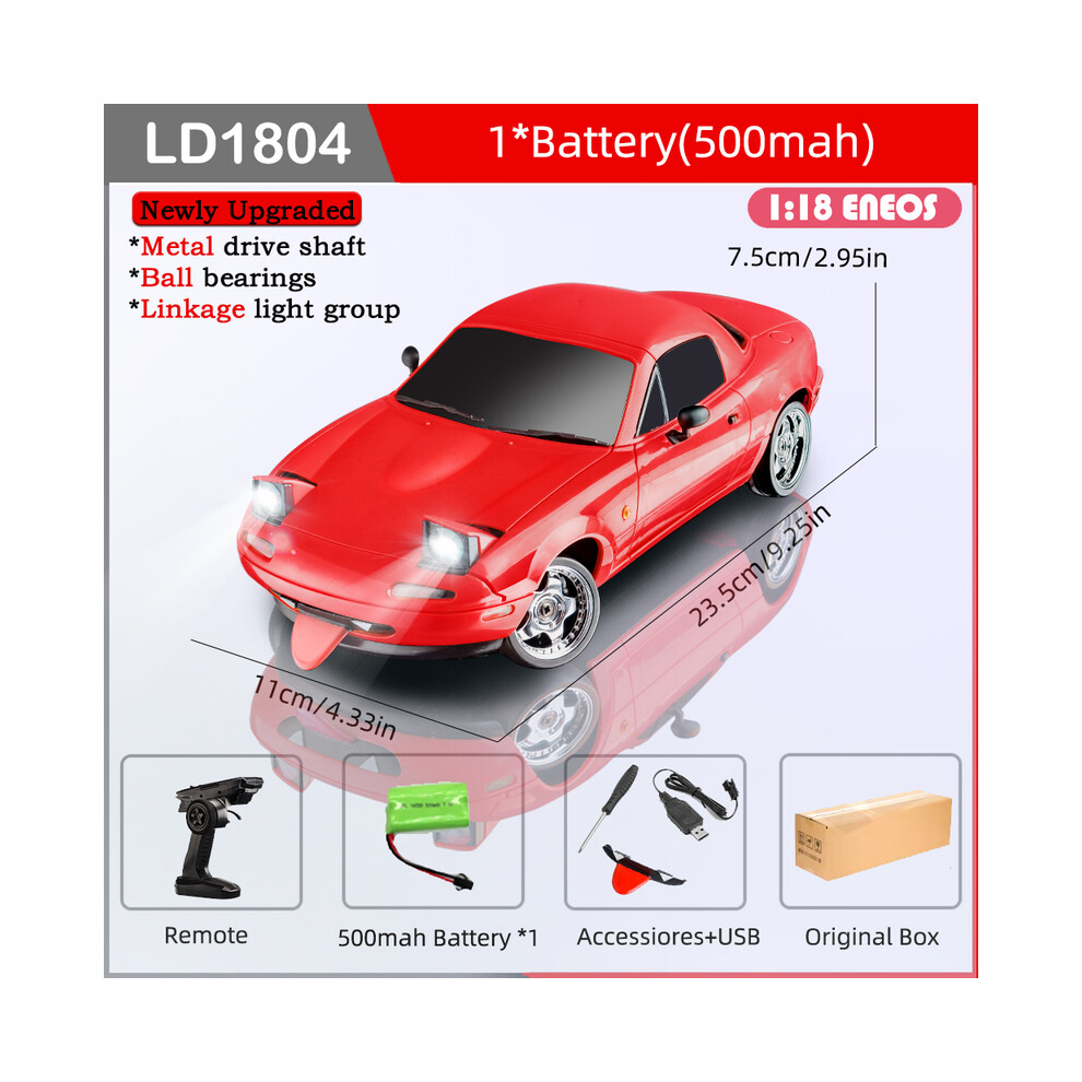 Maxpower (Ld1804-R-1B500-Ob) Ldrc Ld1804 Rc Drift Car 1/18 Model 2.4G 2Wd Esp Gyroscope Led Lights Full Scale Controlled Model Children
