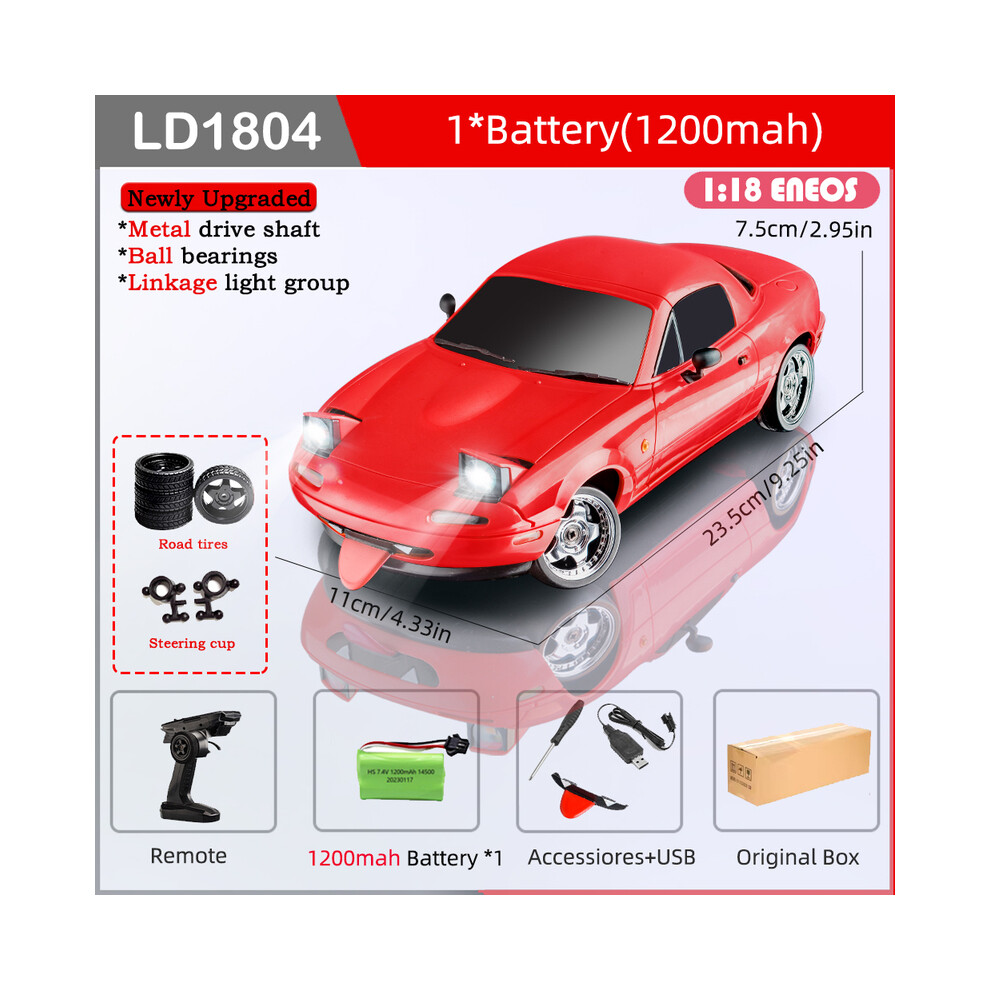 Maxpower (Ld1804-R-0206-1B1200) Ldrc Ld1804 Rc Drift Car 1/18 Model 2.4G 2Wd Esp Gyroscope Led Lights Full Scale Controlled Model Children