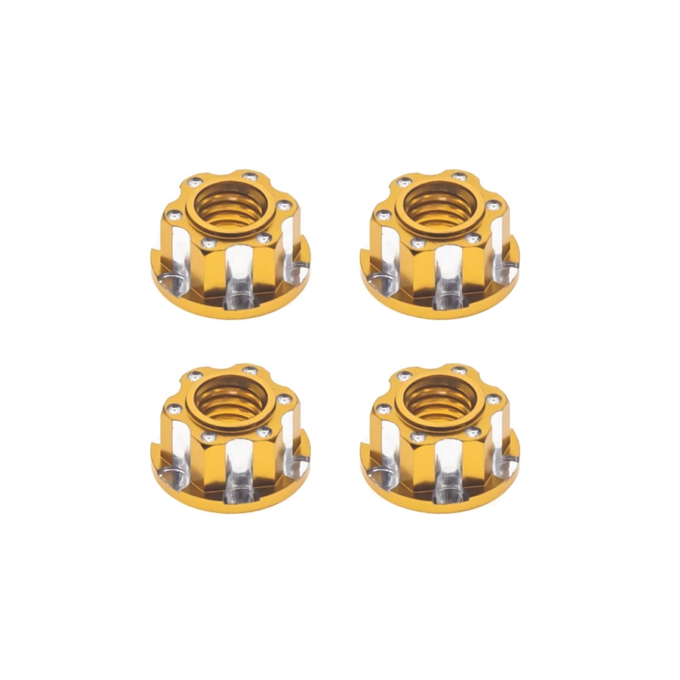 (Gold) 4Pcs Aluminium M4 Tire Lock Nut For 1/10 Rc Car Wheel Nut Hsp Traxxas Trx4 Trx6 Axial Scx10 D90 D110 Gold 9190758326222