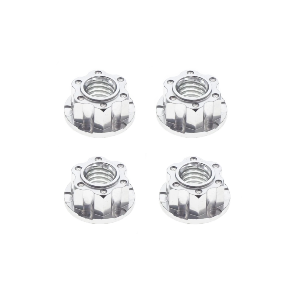 (Silver) 4Pcs Aluminium M4 Tire Lock Nut For 1/10 Rc Car Wheel Nut Hsp Traxxas Trx4 Trx6 Axial Scx10 D90 D110 Silver 9190758326260