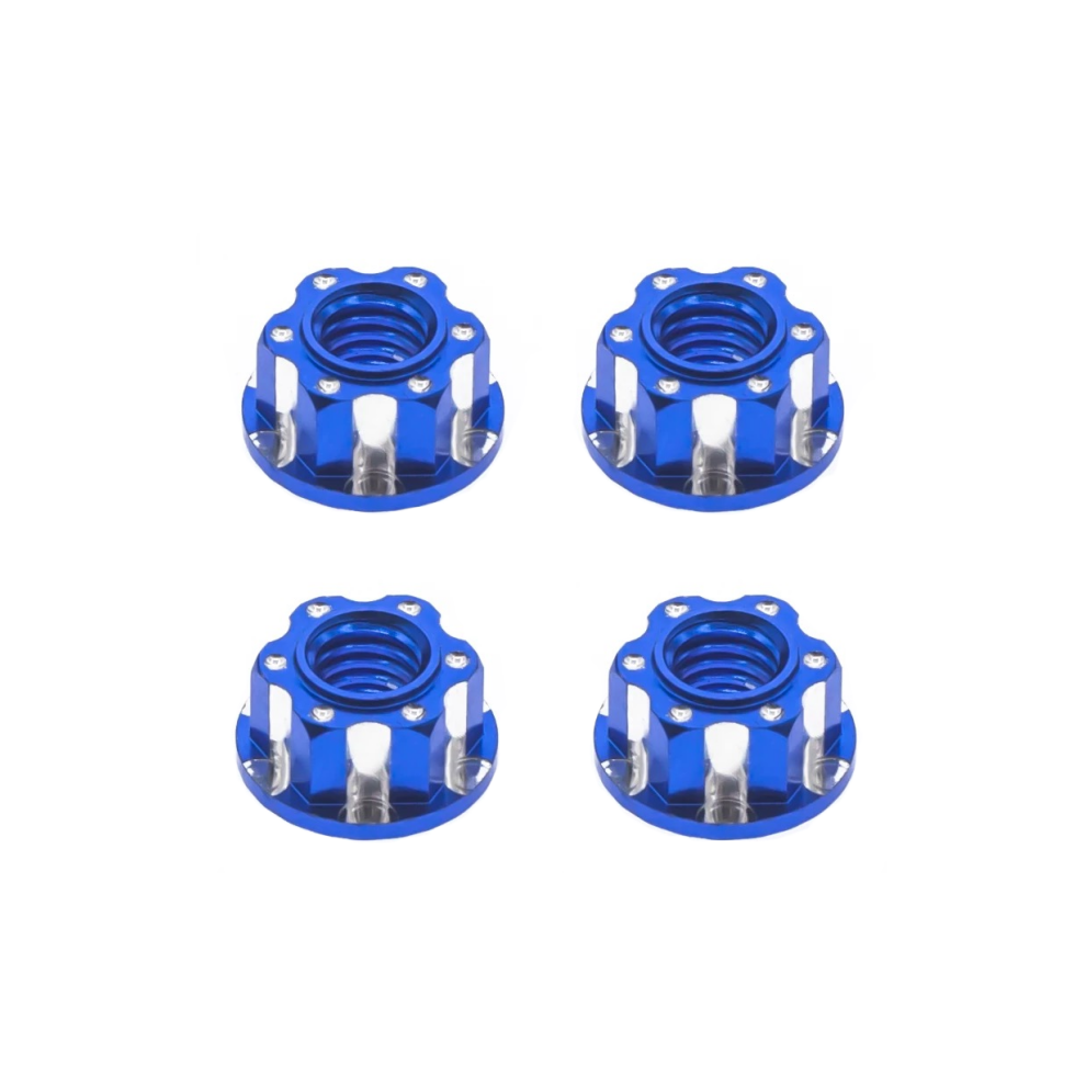 (Blue) 4Pcs Aluminium M4 Tire Lock Nut For 1/10 Rc Car Wheel Nut Hsp Traxxas Trx4 Trx6 Axial Scx10 D90 D110 Blue 9190758326246