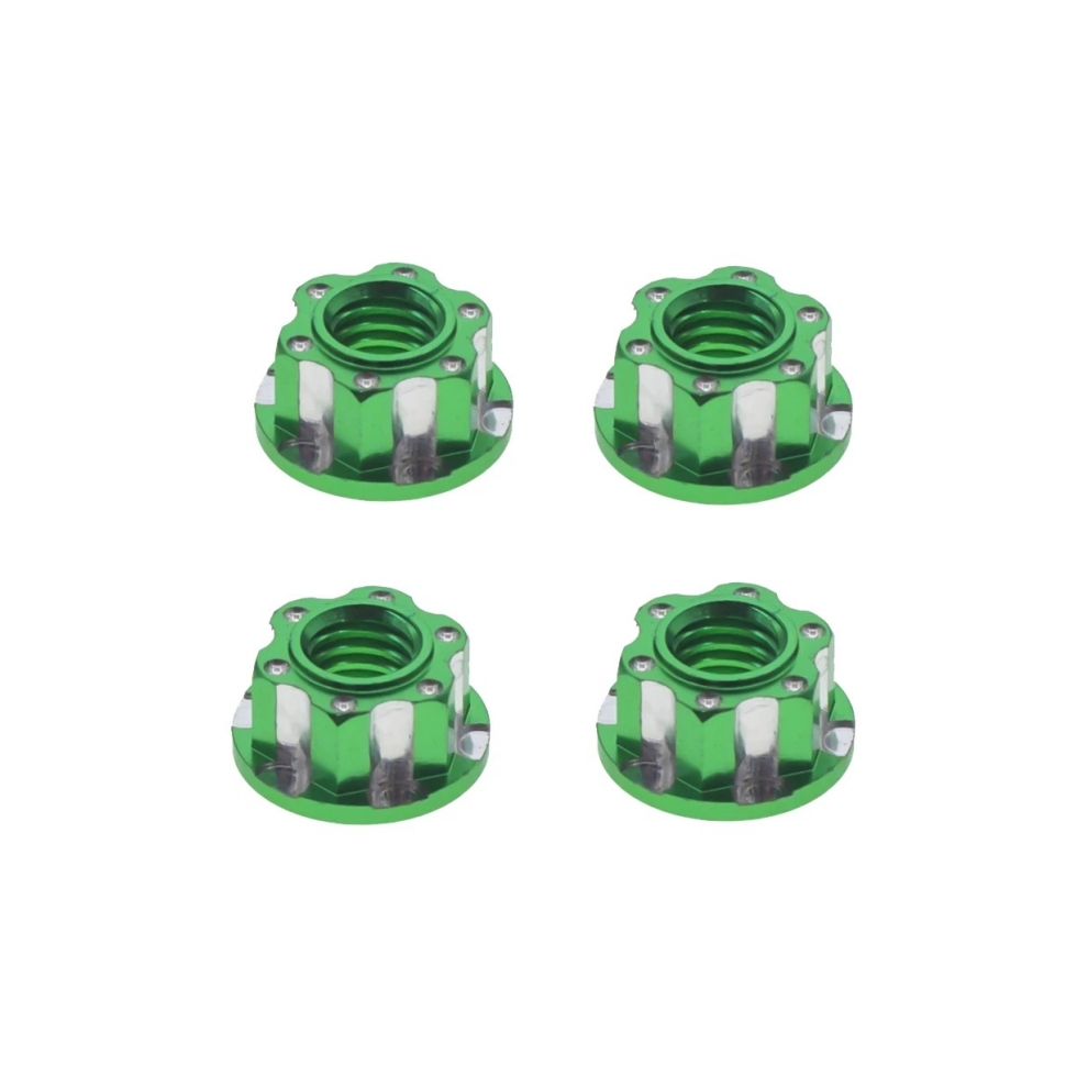 (Green) 4Pcs Aluminium M4 Tire Lock Nut For 1/10 Rc Car Wheel Nut Hsp Traxxas Trx4 Trx6 Axial Scx10 D90 D110 Green 9190758326291