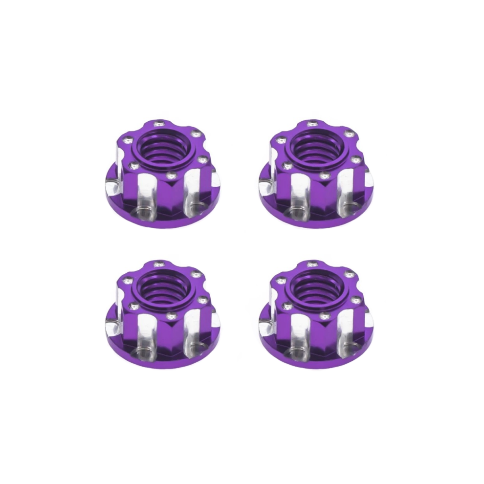 (Purple) 4Pcs Aluminium M4 Tire Lock Nut For 1/10 Rc Car Wheel Nut Hsp Traxxas Trx4 Trx6 Axial Scx10 D90 D110 Purple 9190758326239
