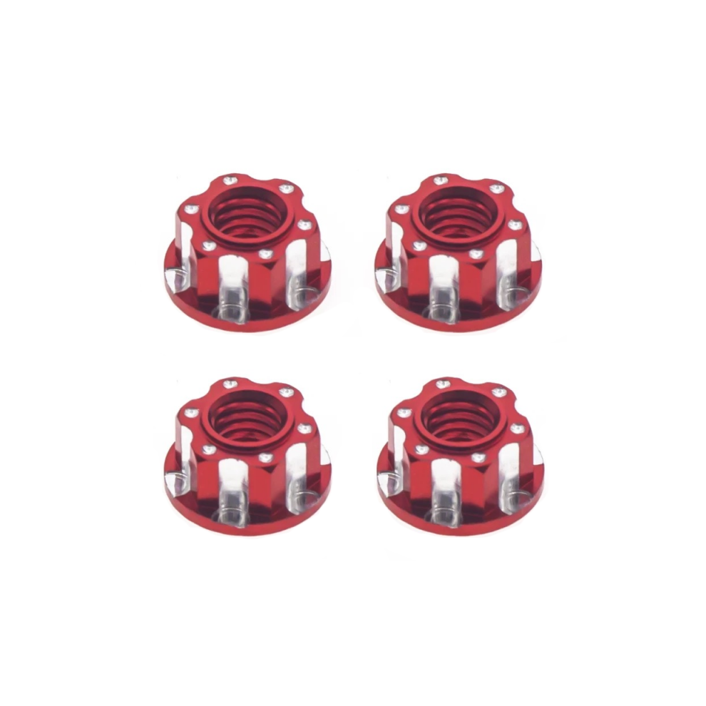 (Red) 4Pcs Aluminium M4 Tire Lock Nut For 1/10 Rc Car Wheel Nut Hsp Traxxas Trx4 Trx6 Axial Scx10 D90 D110 Red 9190758326277