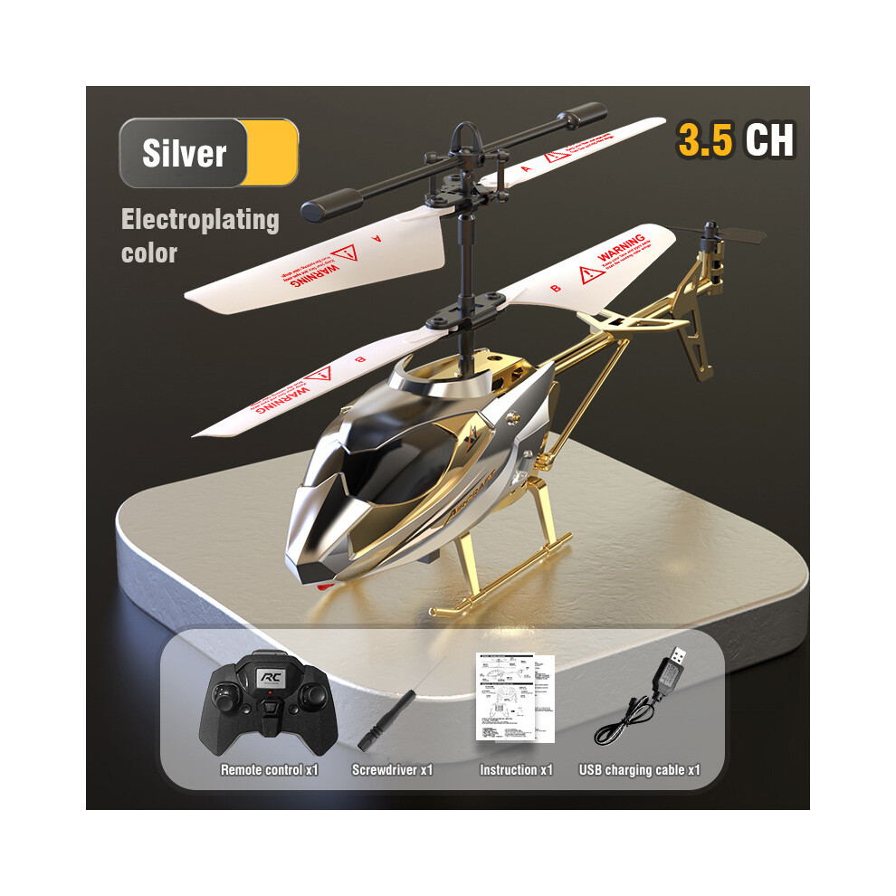 Maxpower (.3.5Ch Silver) Rc Helicopter Remote Control Kids Toy Airplane Resistant Collision Alloy Wireless Aircraft Toys For