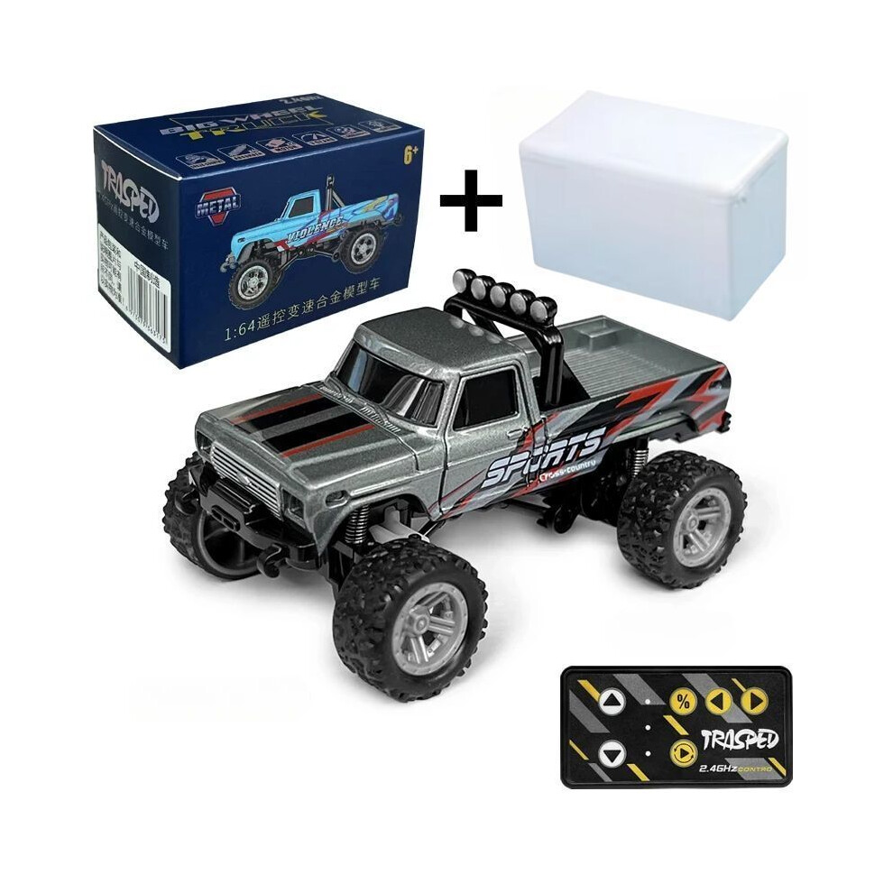 Maxpower (Grey) Rc Off-Road Monster Truck 1/64 Remote Control Mini Climbing Car, Alloy Material, 2.4G Remote Control