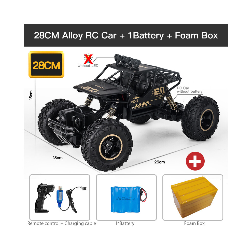 Maxpower (28Cm 1B Alloy) Zwn 1:12 / 1:16 4Wd Rc Car With Led Lights 2.4G Radio Remote Control Cars Buggy Off-Road Control Trucks Black