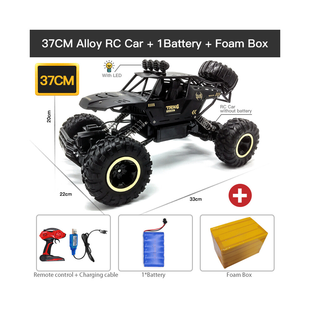Maxpower (37Cm 1B Alloy) Zwn 1:12 / 1:16 4Wd Rc Car With Led Lights 2.4G Radio Remote Control Cars Buggy Off-Road Control Trucks Black