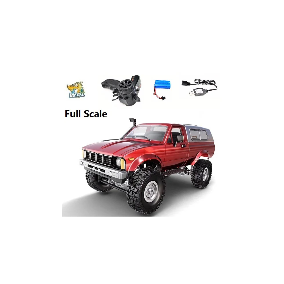 Maxpower (Full Scale C24 ) Wpl 1:16 C64-1 C24 Rc Car 2.4G Full Scale 4Wd Climbing Car Off Road Vehicle C64 Pickup Truck Children Red