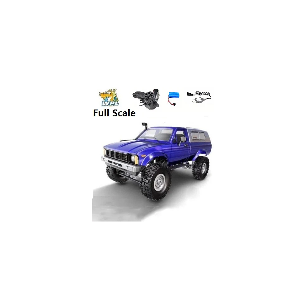 Maxpower (Full Scale C24 ) Wpl 1:16 C64-1 C24 Rc Car 2.4G Full Scale 4Wd Climbing Car Off Road Vehicle C64 Pickup Truck Children Blue