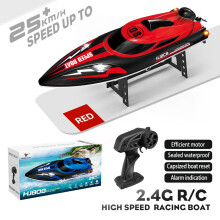 (Red) HJ808 RC Battery Boat 2.4Ghz 25km/h High-Speed Remote Control Racing Ship Water Speed Boat Children