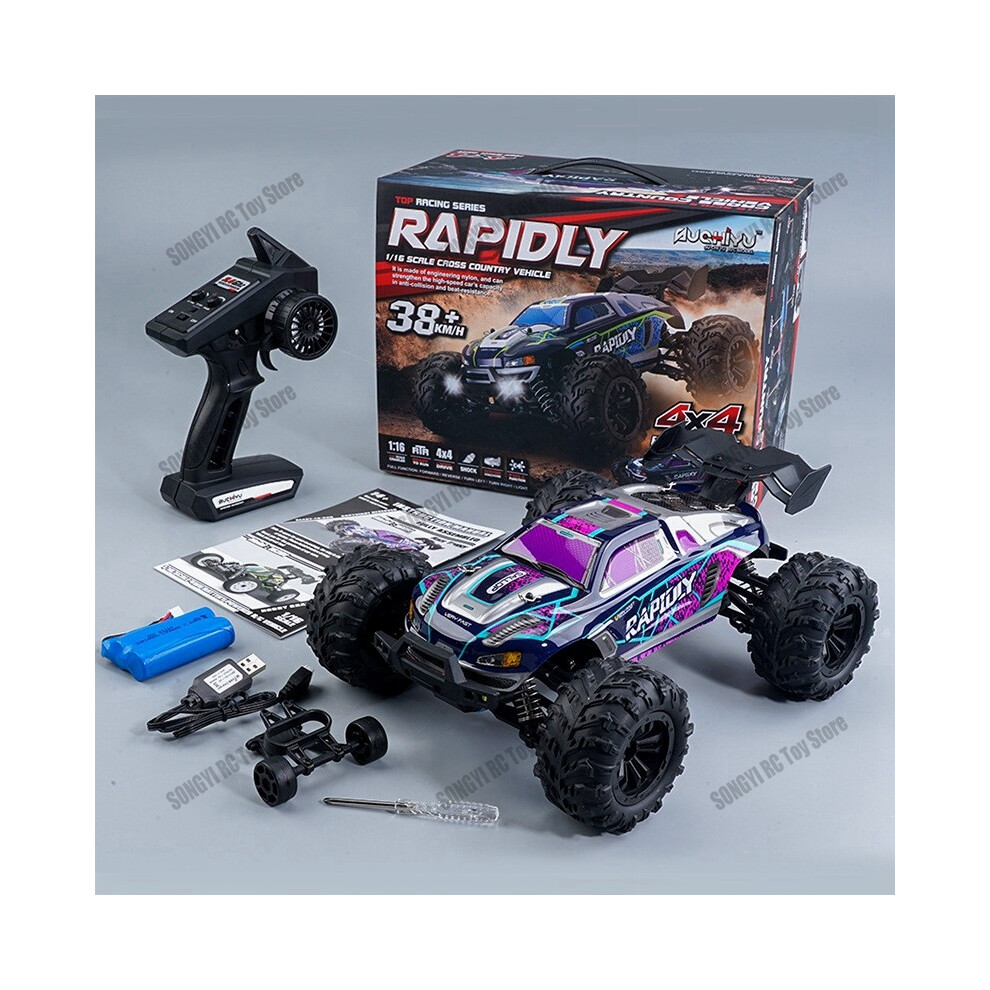 Maxpower (50Km Purple 1Battery) 50 Or 80Km/H Rc Cars 1/16 Off Drift Road 4Wd With Led 2.4G Waterproof Remote Control Monster Truck For
