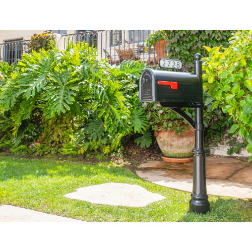Architectural Mailboxes Roxbury Galvanized Steel Post Mount Mailbox  Compatibility Code F  7900-5B-R  Black  Large Capacity 1