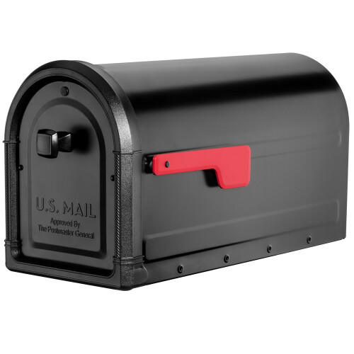 Architectural Mailboxes Roxbury Galvanized Steel Post Mount Mailbox  Compatibility Code F  7900-5B-R  Black  Large Capacity