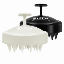 HEETA 2 Pack Hair Scalp Massager Shampoo Brush for Hair Growth, Hair Scalp Scrubber with Soft Silicone, Wet and Dry Hair Detangler (Beige & Black)