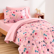 SLEEP ZONE B?rnesenget?j komplet/dronningedynes?t - s?dt trykt til drenge, piger, teenagere Superbl?dt falmebestandigt (Pink Flower Full/Queen)