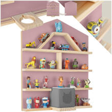 (pink) Floating Shelf Tonies Wall House Shaped Narrow Shelving Unit Childrens Toys
