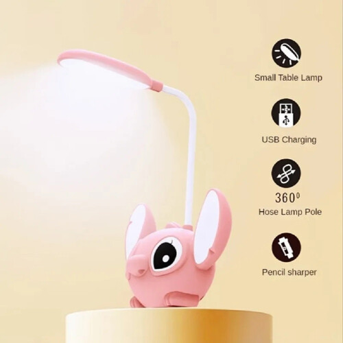 Led Lilo & Stitch Desk Lamp With Pencil Sharpener Foldable Light Cute Desk Small Book Lamp Usb Recharge Light Gift