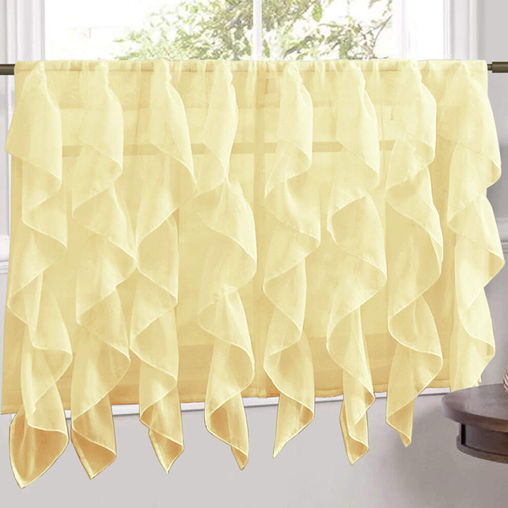 Sweet Home Collection Veritcal Kitchen Curtain Sheer Cascading Ruffle Waterfall Window TreatmentChoice of Valance  36 Teir  and Kit  24 i-image-OPC-PFNSNS7-NEW