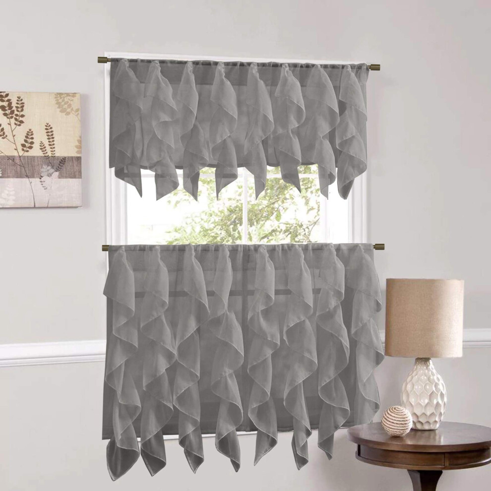 Sweet Home Collection Veritcal Kitchen Curtain Sheer Cascading Ruffle Waterfall Window TreatmentChoice of Valance  24 or 36 Teir  and K-image-OPC-PFNSNS6-NEW