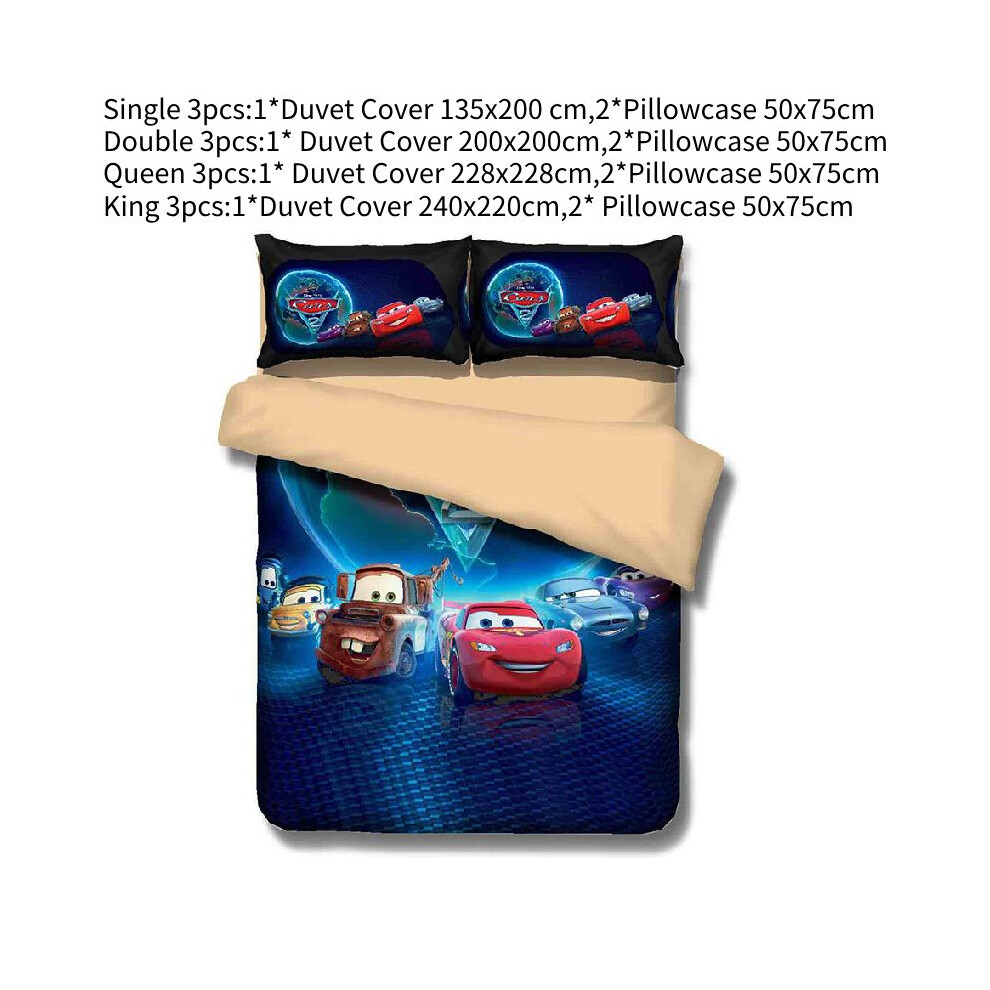 (Cars, Single) Children Bedding Single Quilt Duvet Cover Set Cute Cartoons Comfortable