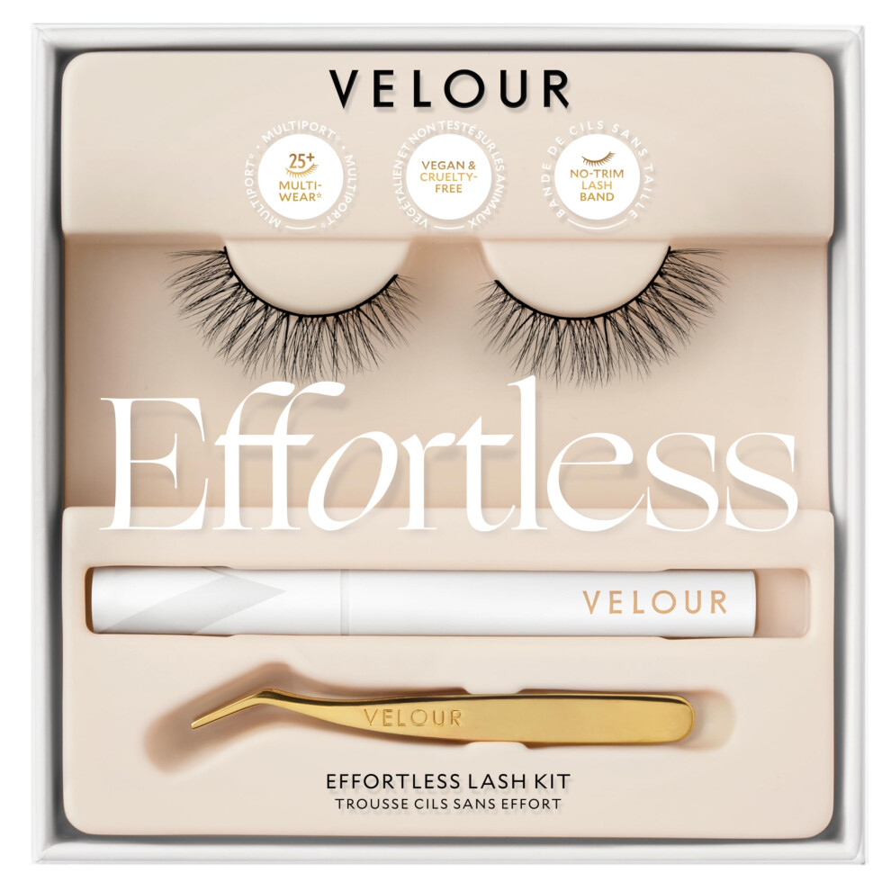 Proper - Velour Velour Effortless Lash Kit - False Lashes + Lash Applicator + Eyelash Glue - Reusable 25+ Times - Natural-Looking False Eyelashes - Fluffy &