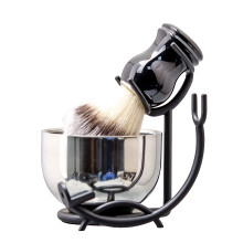 Grandslam Shaving Brush and Bowl Kit pentru barba?i 3 n 1 Set de barbierit de barbierit din o?el inoxidabil ?i suport pentru barbierit pentru ba