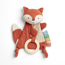 Itzy Ritzy - Bitzy Crinkle Sensory Toy Fox met Crinkle Sound voor baby's en peuters - Met zachte gevlochten bijtring en getextureerde linten Ontworpe