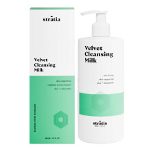 Stratia Velvet Cleansing Milk | Gentle Cream Face Cleanser | Fugtgivende Ikke-skummende | Kamille Olivenolie & Aloe Vera | 16 Fl Oz