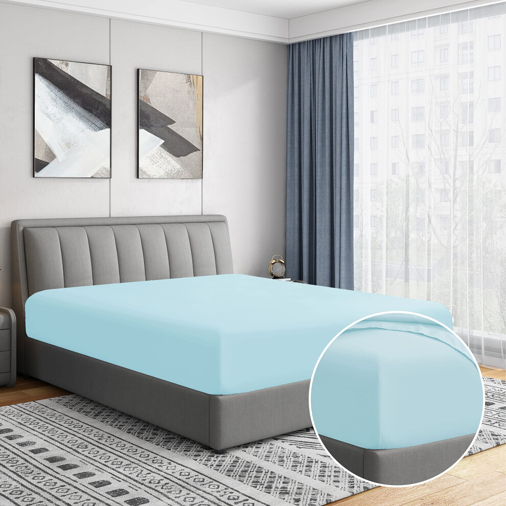 Drap-housse simple de luxe Cathay Home, infroissable et résistant à la décoloration, en microfibre ultra douce doublement brossée, 14 pouces, ave
