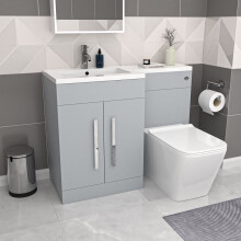Nes Home Matte Grey 1100mm LH Basin Sink Vanity Cabinet with BTW Toilet Flat Pack