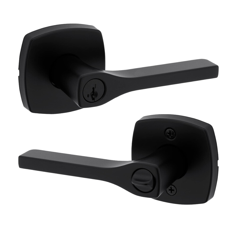 Photos - Door Handle Kwikset Tripoli Lever Entry  with Lock and Key Secure Keyed Reversible Lever Exterior For Front Entrance and Bedr